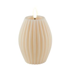 Deluxe Homeart Led Kerze Creme Streifen 7,5 x 10 cm