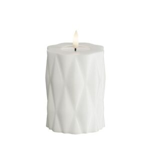 Deluxe Homeart Led Kerze Harlekin Weiß 7,5 x 10 cm