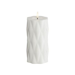 Deluxe Homeart Led Kerze Harlekin Weiß 7,5 x 15 cm
