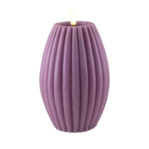 Deluxe Homeart Led Kerze Lila Streifen 10 x 15 cm