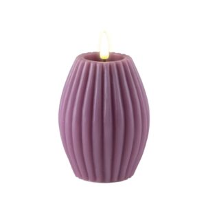 Deluxe Homeart Led Kerze Lila Streifen 7,5 x 10 cm