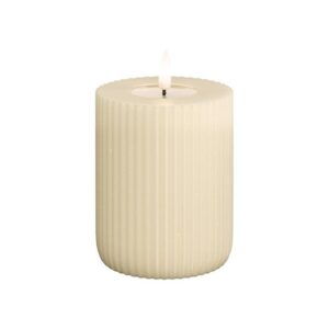 Deluxe Homeart Led Kerze Solid Stripe Creme 7,5 x 10 cm