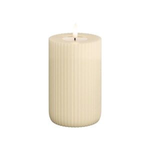 Deluxe Homeart Led Kerze Solid Stripe Creme 7,5 x 12,5 cm