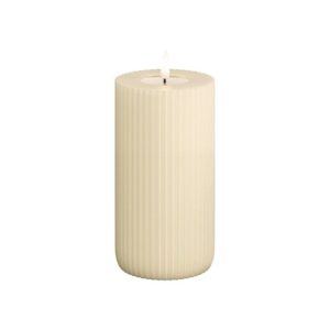 Deluxe Homeart Led Kerze Solid Stripe Creme 7,5 x 15 cm