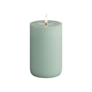 Deluxe Homeart Led Kerze Solid Stripe Salvie Grün 7,5 x 12,5 cm