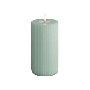 Deluxe Homeart Led Kerze Solid Stripe Salvie Grün 7,5 x 15 cm