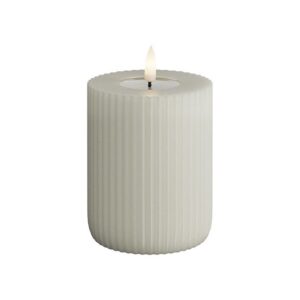 Deluxe Homeart Led Kerze Solid Stripe Sand 7,5 x 10 cm