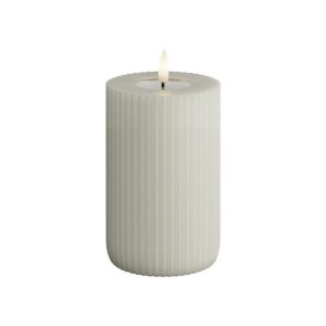 Deluxe Homeart Led Kerze Solid Stripe Sand 7,5 x 12,5 cm