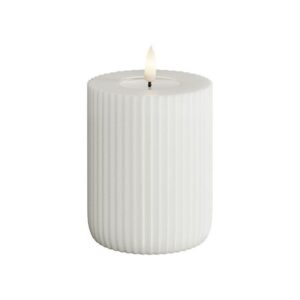 Deluxe Homeart Led Kerze Solid Stripe Weiß 7,5 x 10 cm