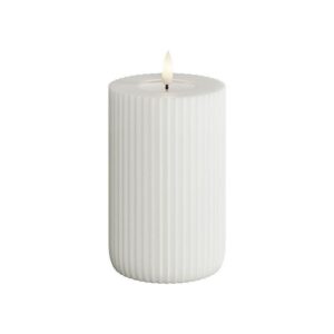 Deluxe Homeart Led Kerze Solid Stripe Weiß 7,5 x 15 cm