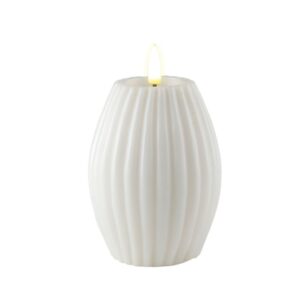 Deluxe Homeart Led Kerze Weißer Streifen 7,5 x 10 cm