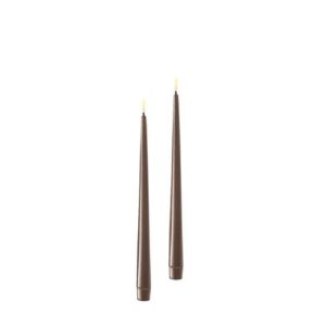 Deluxe Homeart Led Shiny Dinnercandle 2 Stück 28 cm Mocca