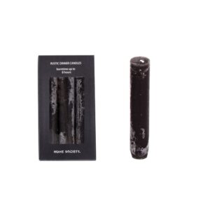 Home Society Dinner-Kerzen Rustikal Schwarz 15 cm