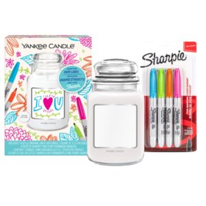 Yankee Kerze großes Glas saubere Baumwolle DIY Sharpie
