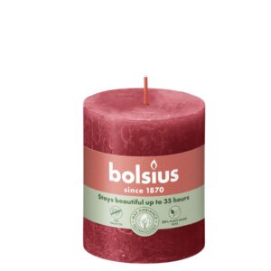 Bolsius Blank Kerze Rustikal Zart Rot 8 cm
