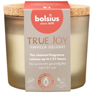 Bolsius True Joy Duftkerze mit Korkdeckel Vanilla Delight