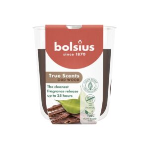 Bolsius Wahre Düfte Duftkerze im Glas Klein Oud Holz