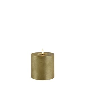 Countryfield Led Stumpfe Kerze Rustikal Klein Gold Ø 10 cm