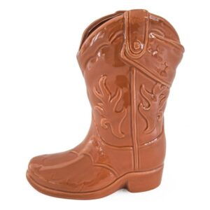 Homebound von KY Pottery Vase Cowboy Boot Braun