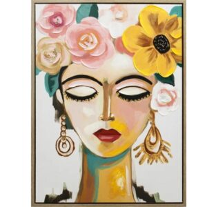 Homebound by KY Gemälde mit Rahmen Frau Blumenkranz