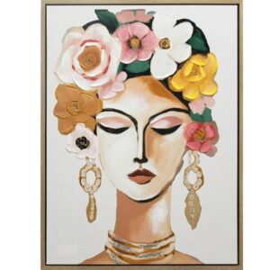Homebound by KY Gemälde mit Rahmen Frau Blumenkranz