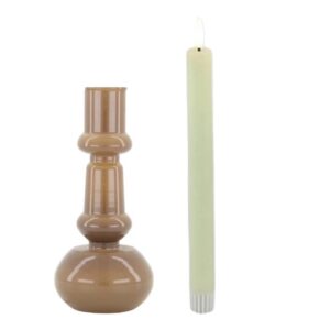 Set aus Zusss Glas Kerzenhalter 18 cm warm grau und eine led Kerze