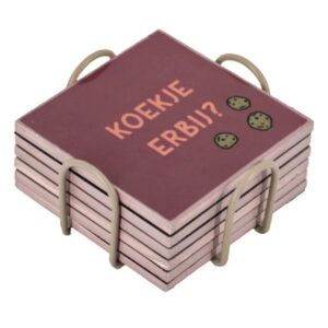 Satz von 6 Untersetzern mit Gestell "Kaffee"