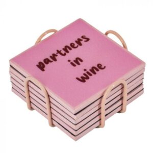 Satz von 6 Untersetzern mit Gestell "Wein"