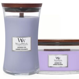 WoodWick Duo Ellipse und große Kerze Lavendel Spa