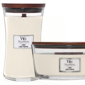 WoodWick Duo Ellipse und große Kerze Leinen