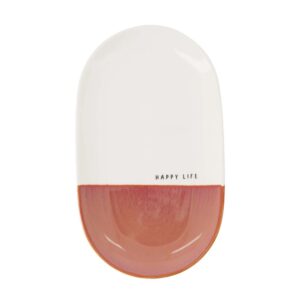 Zusss Servierplatte Happy Life weiß/burgunderrot