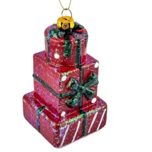 Homebound by KY Weihnachtskugel-Anhänger Stapel von Geschenken Glitter