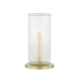 Zusss Glas Kerzenleuchter Glas gerippt mit Gold