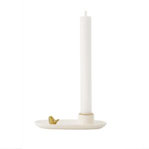 Zusss Keramik-Kerzenhalter Vogel weiß/gold