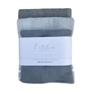 Home Society Geschirrtuch- und Küchentuch-Set Grau
