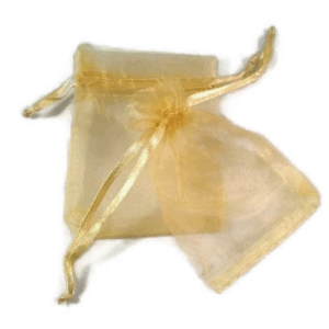 Organzabeutel für Bernsteinwürfel in Gold