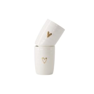 Zusss Kaffeebecher offenes Herz Weißgold Relief Gold Set von 2
