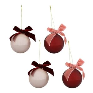 Home Society Weihnachtskugeln mit Schleifen, 4er-Set