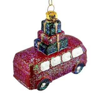 Homebound by KY Weihnachtskugel-Anhänger: Bus mit Geschenken, Glitzer