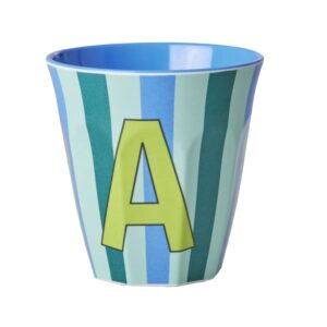 Rice Alphabet-Becher Stripes Blue A