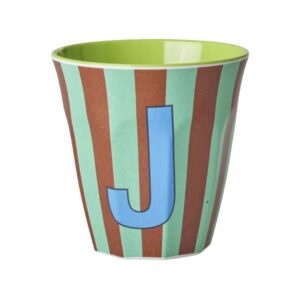 Rice Alphabet-Becher Stripes Blue J