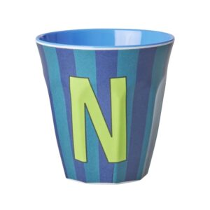 Rice Alphabet-Becher Stripes Blue N