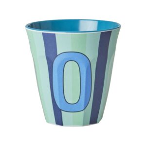 Rice Alphabet-Becher Stripes Blue O