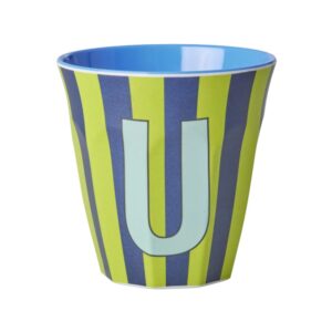 Rice Alphabet-Becher Stripes Blue U