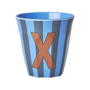 Rice Alphabet-Becher Stripes Blue X